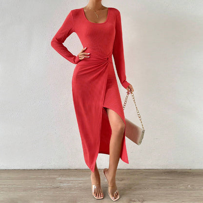Damen Maxikleid Wickeldesign Seitenschlitz Eveloria