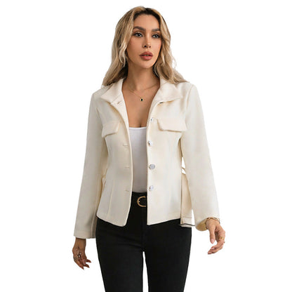 Damen Blazerjacke mit Gürtel und Taschen Eveloria