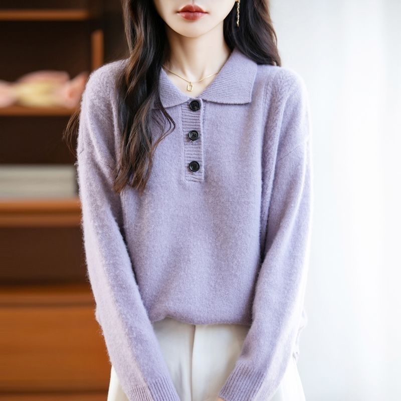 Damen Pullover mit Knopfleiste Elegantes Design