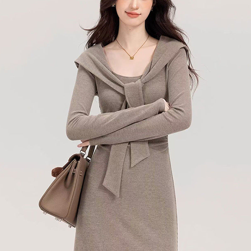 Damen Taillenkleid Kordelzug V-Ausschnitt Elegantes Design - Eveloria
