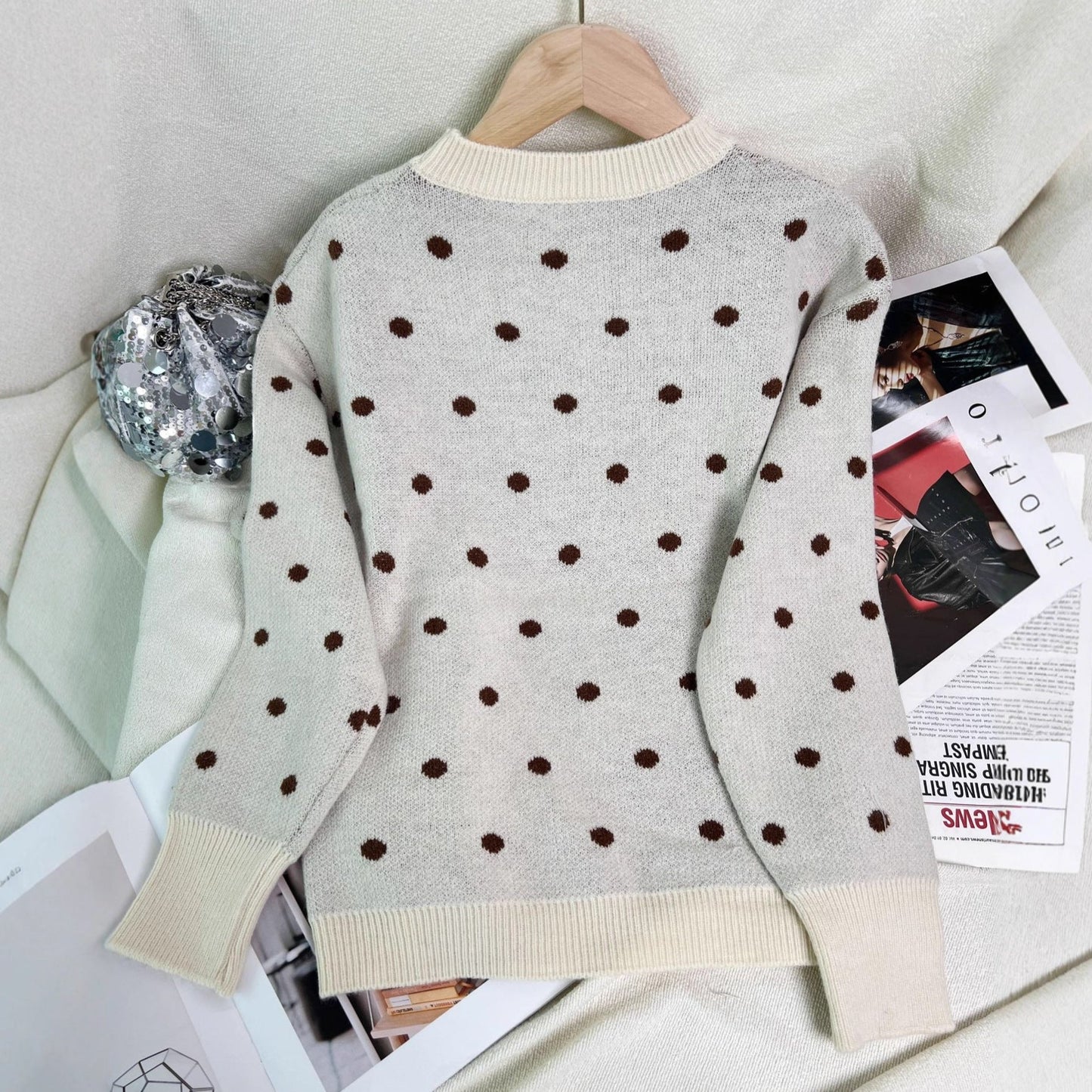 Damen Pullover Lebendiges Punktemuster Eveloria