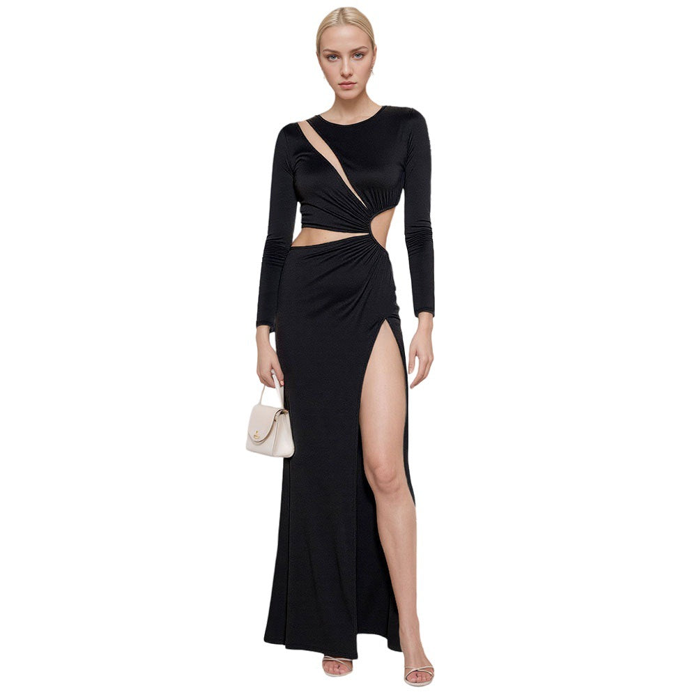Damen Maxikleid Cut-Out Design Tailliert