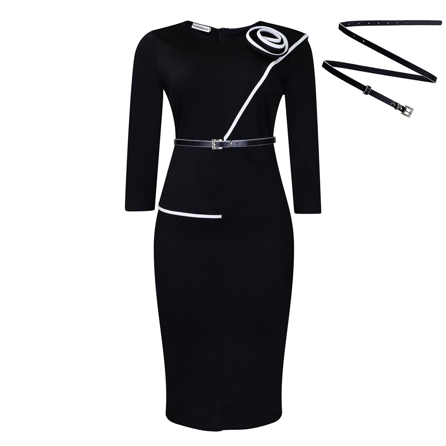 Damen Etuikleid mit Gürtel Modern Elegant Eveloria