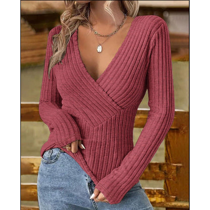 Damen Pullover V-Ausschnitt Figurbetonend Eveloria