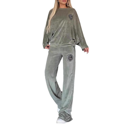 Damen Velvet Loungewear-Set Weich Eveloria