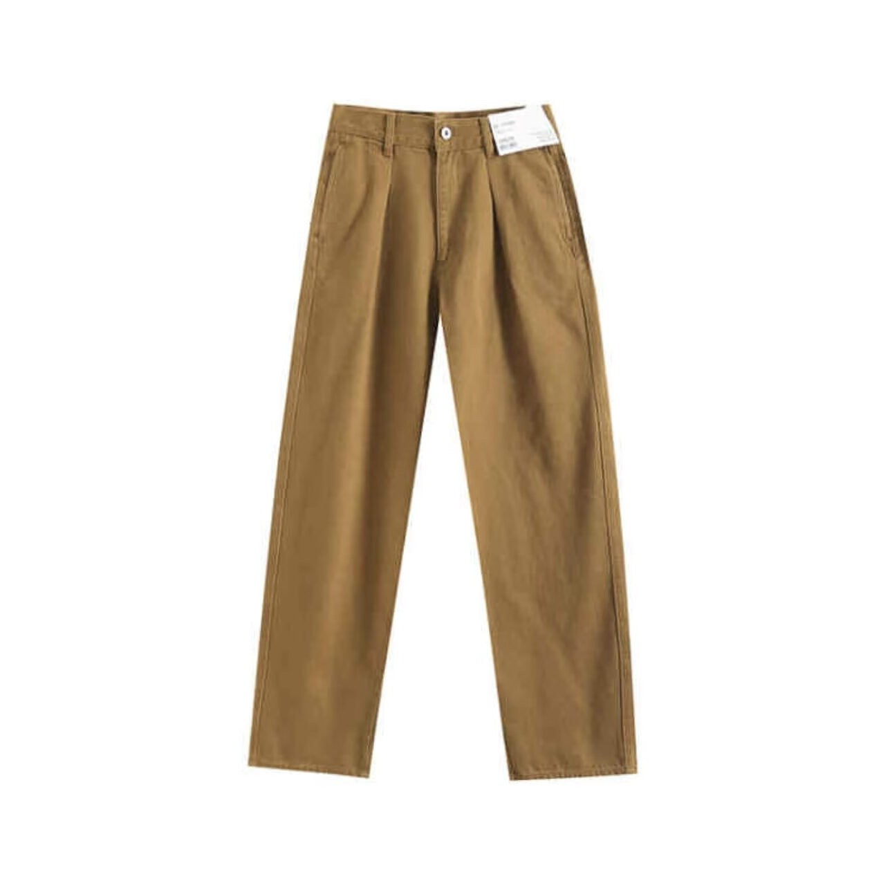 Damen Chino-Hose Hochtailliert Mit Taschen Beige