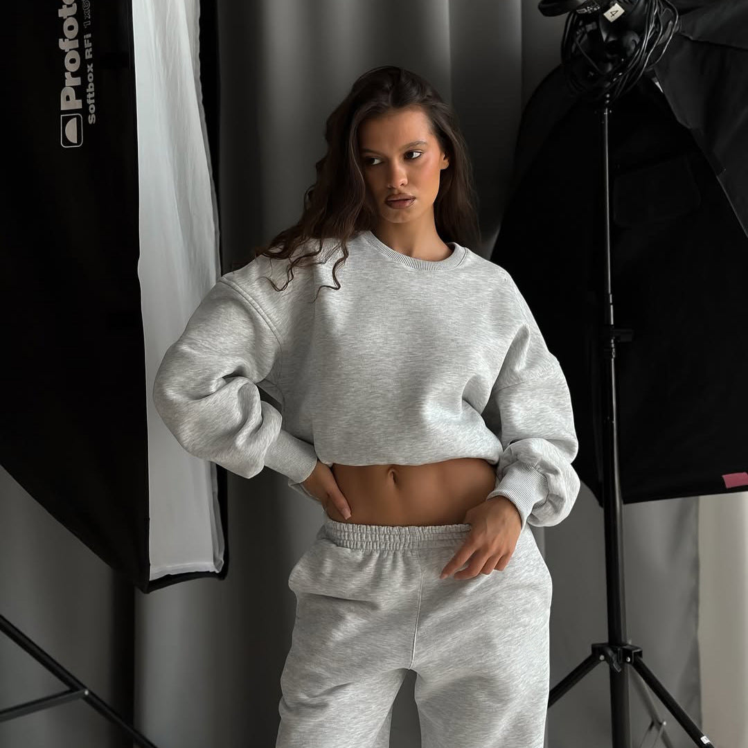 Damen Sport-Loungewear-Anzug Crop- Weites Bein Eveloria