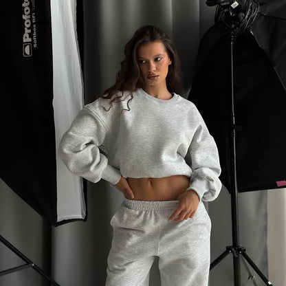 Damen Sport-Loungewear-Anzug Crop- Weites Bein Eveloria