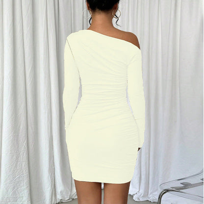 Damen Wickelkleid Asymmetrisch Langarm Eveloria