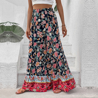Damen Maxirock Floralmuster Ausgestellter Schnitt Eveloria