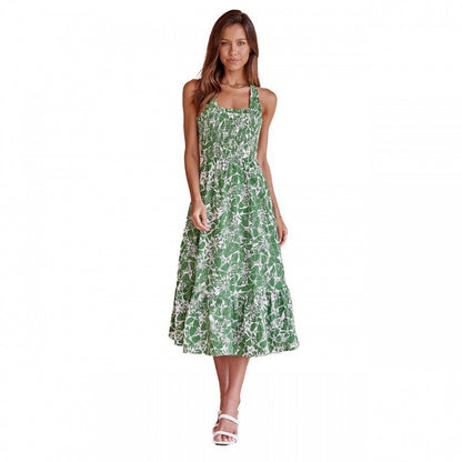 Damen Maxikleid Florales Design Elastisch