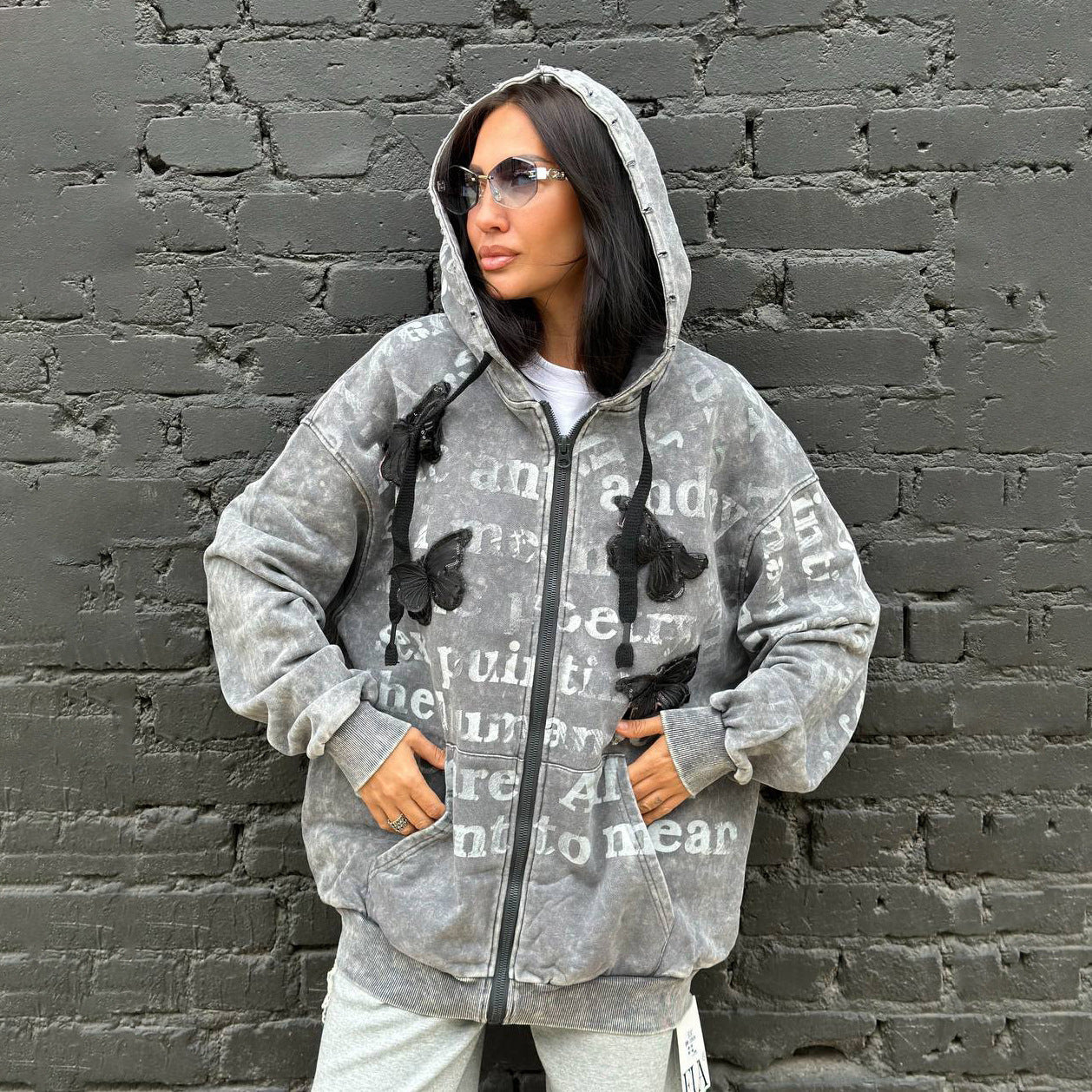 Damen Oversized Kapuzenjacke Einzigartiges Printdesign Eveloria