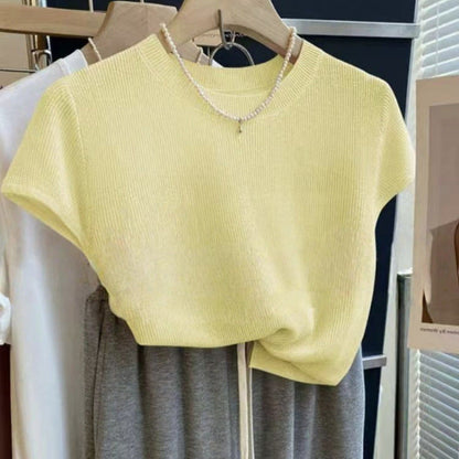 Damen Strickshirt Kurzarm Eveloria