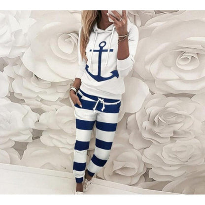 Damen Hoodie Freizeit Ankerdesign Marineblau
