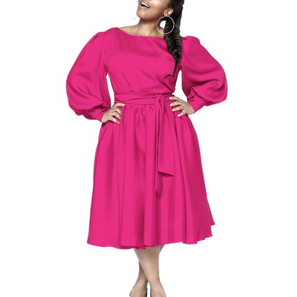 Damen Maxikleid Wickelgürtel Voluminöse Ärmel Eveloria