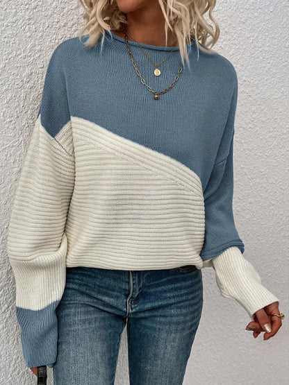 Damen Strickpullover Strukturiertes Design Modern Bunt Eveloria