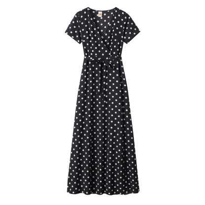 Damen Maxikleid Floralmuster Wickeldesign Elegante Taillierung