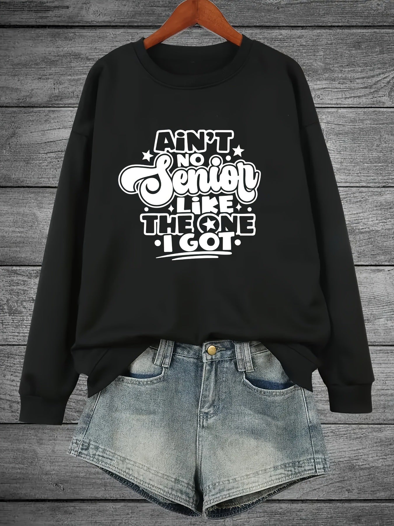Damen Sweatshirt Lässiges Spruchdesign Grau Eveloria