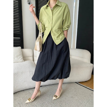 Damen Oversized Hemdbluse aus Baumwolle mit praktischen Taschen und