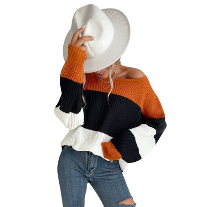 Damen Strickpullover Lässig Blockdesign Eveloria