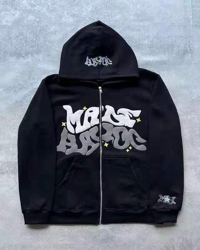 Damen Sportjacke Graffiti-Stil Kapuzenjacke Grau Eveloria