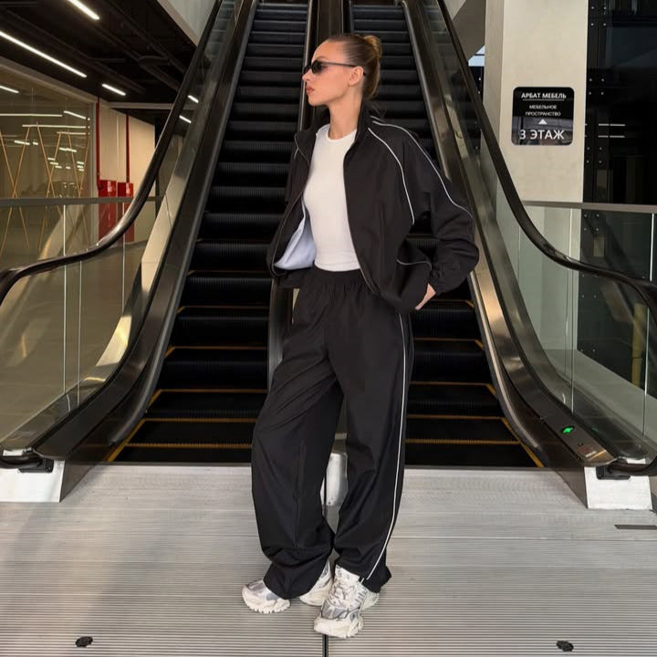 Damen Sportset Jacke und Hose Stretch Reißverschluss Eveloria