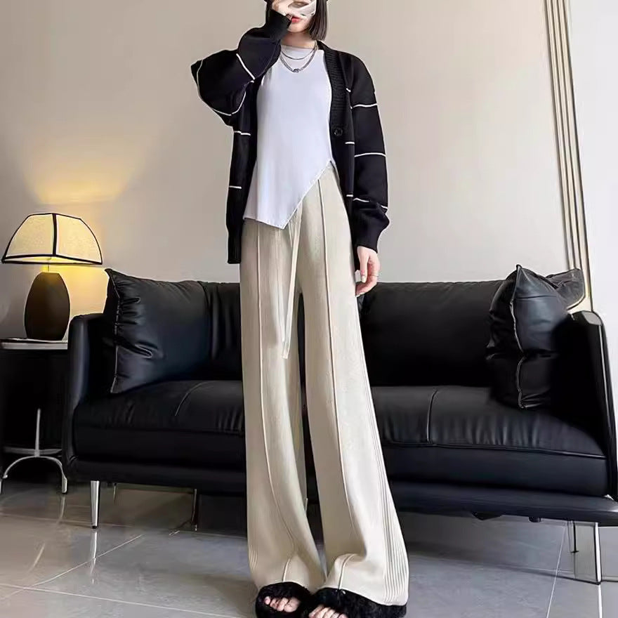 Damen Strickpants Weich Bund Rippstruktur Eveloria