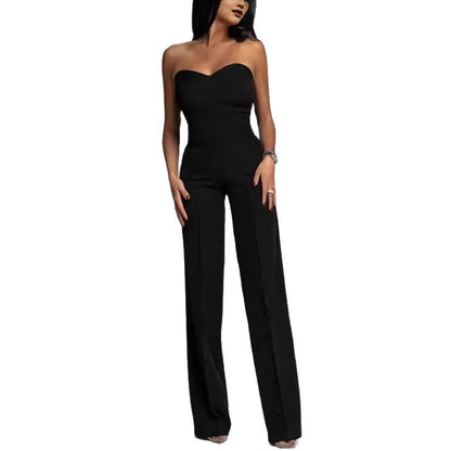 Damen Jumpsuit Herzförmiger Ausschnitt Weites Bein Eveloria