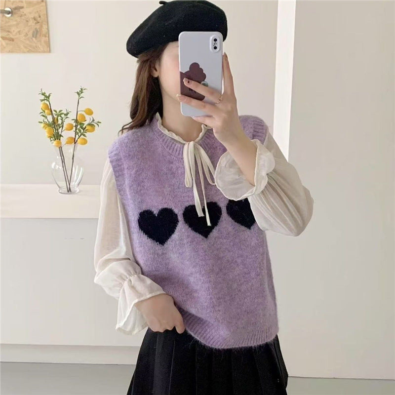 Damen Strickpullover Herzmotiv