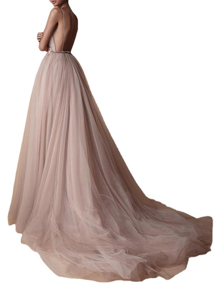 Damen Abendkleid V-Ausschnitt Floralmuster