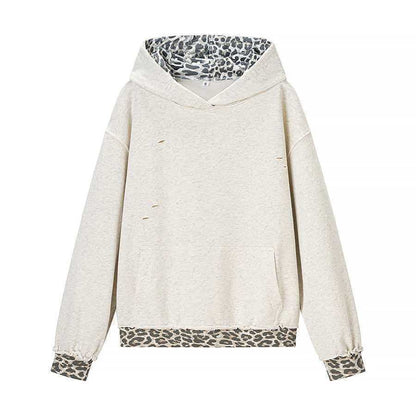 Damen Hoodie Lässig Leopard-Innenfutter Eveloria