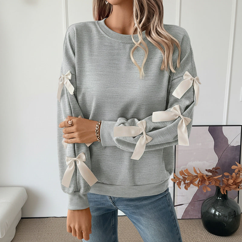 Damen Pullover Schleifen-Detail Kaschmir Braun
