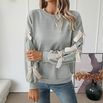 Damen Pullover Schleifen-Detail Kaschmir Braun