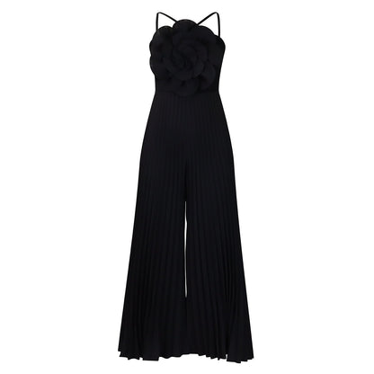 Damen Jumpsuit Plissee-Design Blumenmuster Eveloria