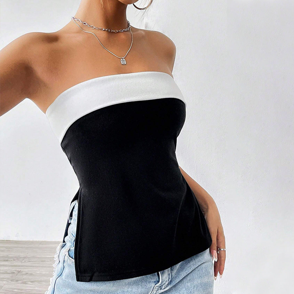 Damen Trägertop Figurbetonend Silhouette Kontrastdesign Eveloria - Eveloria