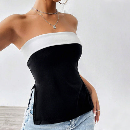 Damen Trägertop Figurbetonend Silhouette Kontrastdesign Eveloria - Eveloria