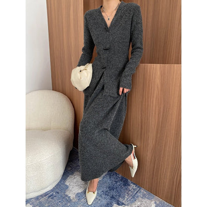 Damen Long-Strickkleid mit Knöpfen Eveloria