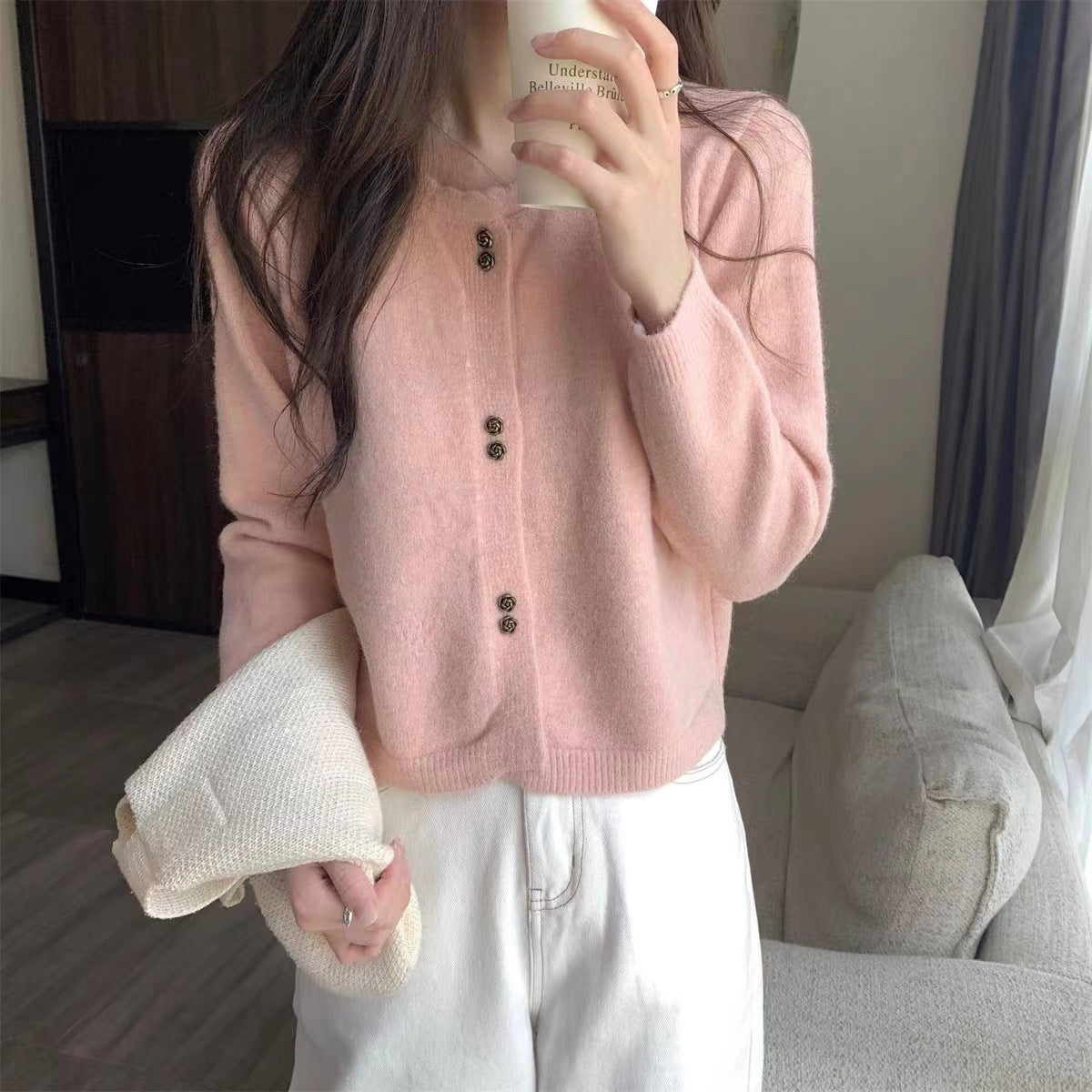 Damen Strickjacke mit Knöpfen Eveloria Eleganz