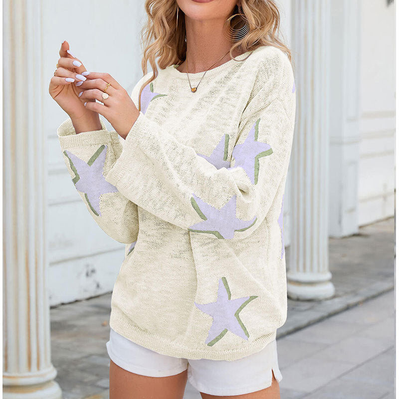 Damen Strickpullover Sternen-Design Eveloria