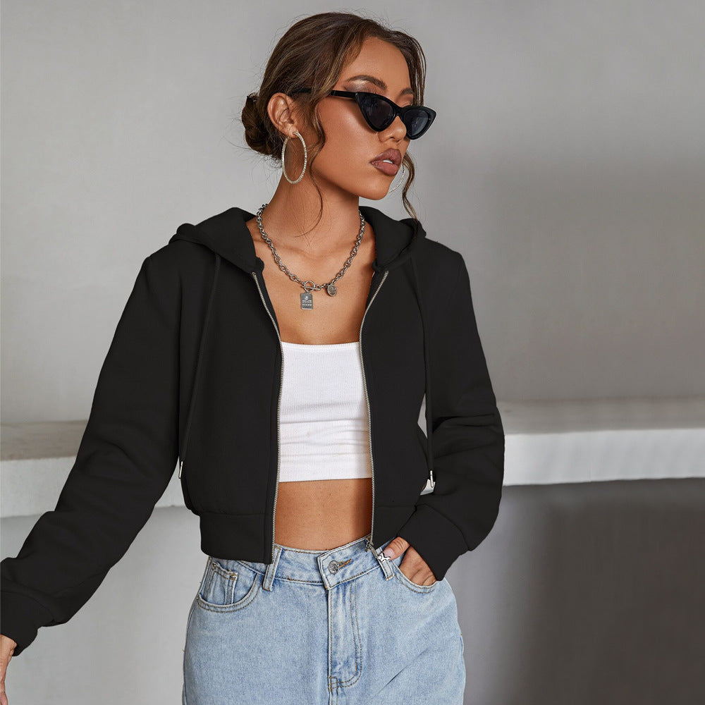 Damen Cropped Hoodiejacke Komfortabel Soft Eveloria