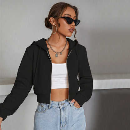 Damen Cropped Hoodiejacke Komfortabel Soft Eveloria