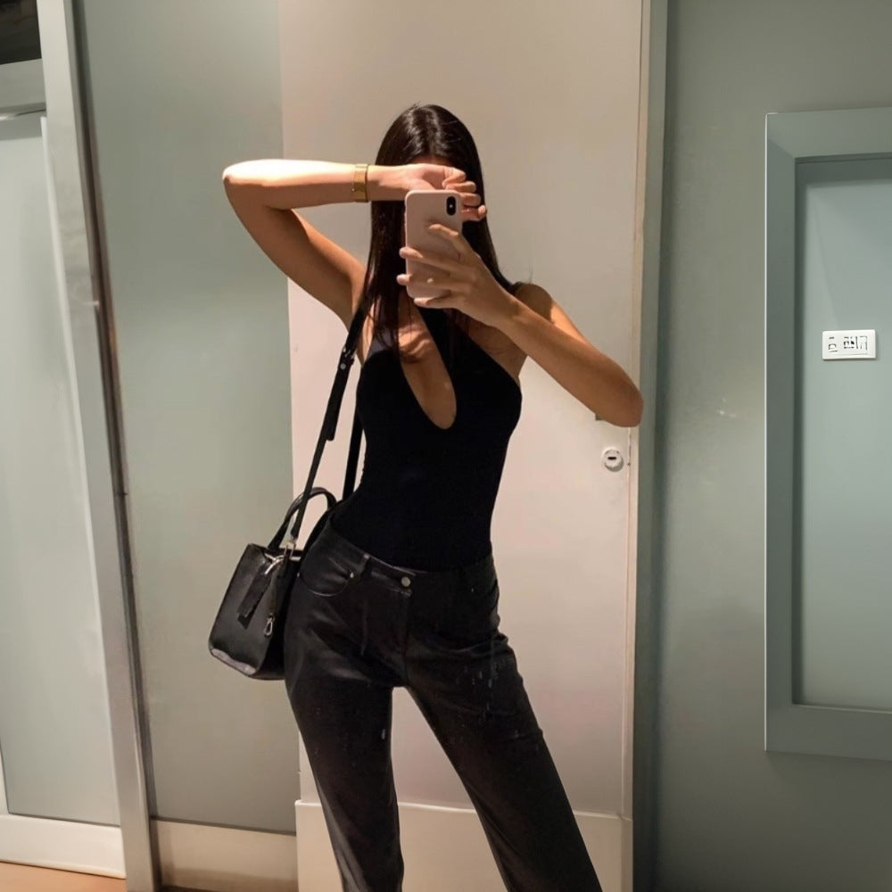 Damen Badeanzug Asymmetrisch Tiefes Dekolleté Eveloria