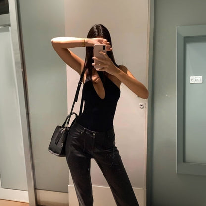 Damen Badeanzug Asymmetrisch Tiefes Dekolleté Eveloria