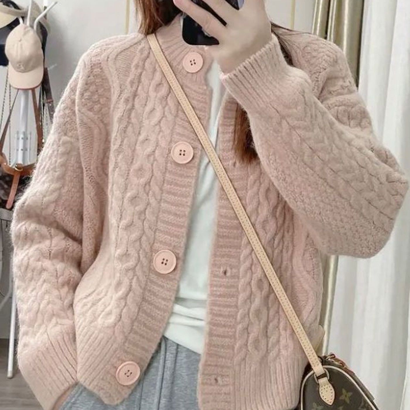 Damen Strickjacke Zopfmuster Kuschelig Eveloria