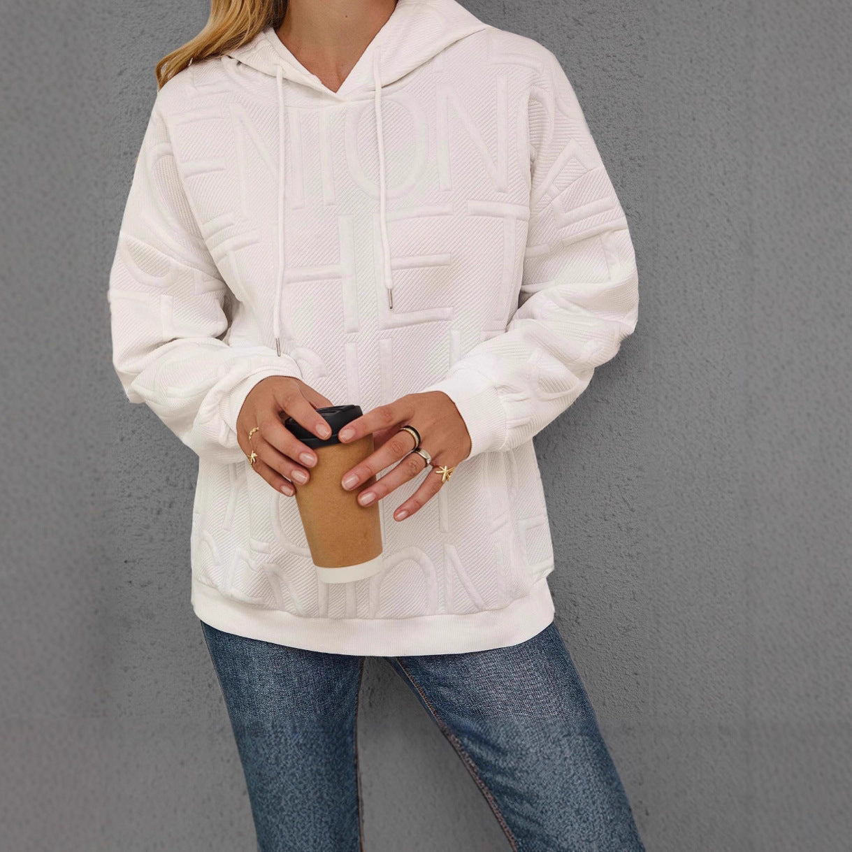 Damen Oversize Kapuzenpullover Strukturiertes Design Eveloria