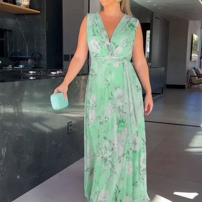 Damen Maxikleid Fließender Schnitt Rüschen Elegant