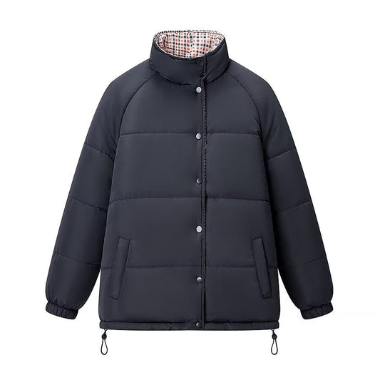 Damen Steppjacke Urbaner Stil Hochkragen Praktische Taschen Schwarz - Eveloria