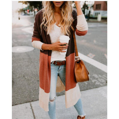 Damen Strickcardigan mit Blockstreifen Anthrazit