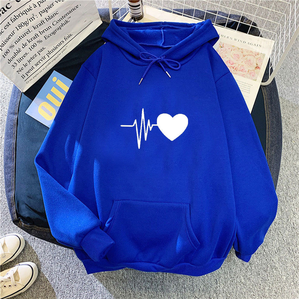Damen Kapuzenpullover Herzschlagmotiv Eveloria