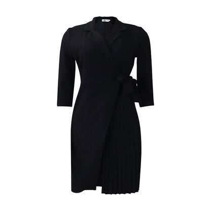 Damen Wickelkleid Blazer-Stil Plissiert Eveloria